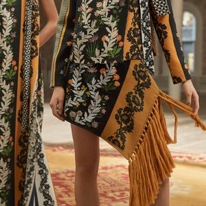 $2994 OSCAR DE LA RENTA FLORAL WOOL KNIT RUNWAY SKIRT XS